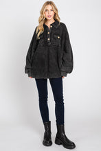 Sewn & Seen Black Mineral Wash Oversized Henley Pullover