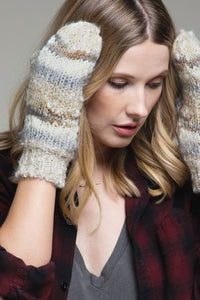 Striped Ivory Knit Mittens