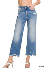 Zenana Medium Wash Distressed Raw Hem Jeans