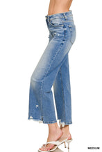 Zenana Medium Wash Distressed Raw Hem Jeans