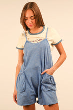 New In Blue Mineral Washed Sleeveless Casual Knit Romper