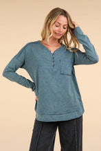 New In Denim Blue Mineral Washed Cotton Comfy Knit Top