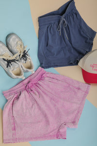 New In Navy Blue Mineral Washed Comfy Baggy Shorts