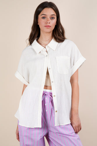 New In Oatmeal Oversized Dolman Sleeve Crinkled Woven Shirt Top