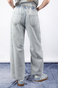 New In Light Blue Wide Leg Comfy Denim Jean Pants