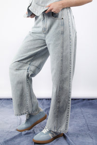 New In Light Blue Wide Leg Comfy Denim Jean Pants