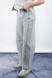 New In Light Blue Wide Leg Comfy Denim Jean Pants