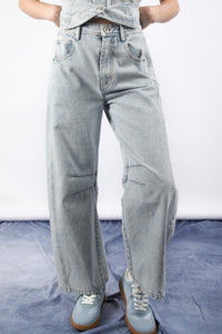New In Light Blue Wide Leg Comfy Denim Jean Pants