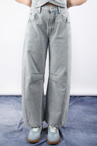 New In Light Blue Wide Leg Comfy Denim Jean Pants