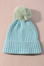 Solid Color Pom Pom Two Tone Beanie