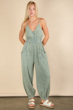 New In Sage Mineral Washed Cotton Gauze Casual Jumpsuit
