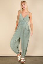 New In Sage Mineral Washed Cotton Gauze Casual Jumpsuit