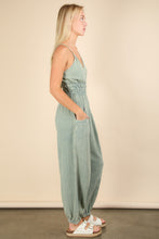New In Sage Mineral Washed Cotton Gauze Casual Jumpsuit
