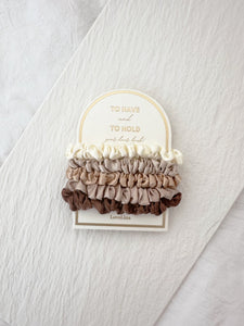 5PC Skinny Silk Hair Tie Scrunchies Set