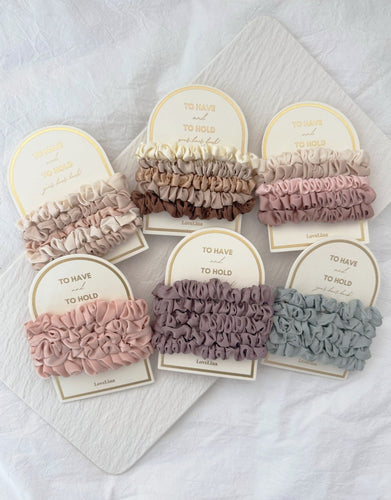5PC Skinny Silk Hair Tie Scrunchies Set