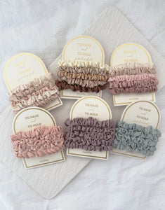 5PC Skinny Silk Hair Tie Scrunchies Set