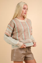 New In Sage Oversized Cozy Aztec Graphic Knit Sweater Top