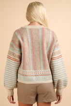 New In Sage Oversized Cozy Aztec Graphic Knit Sweater Top