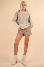 New In Sage Oversized Cozy Aztec Graphic Knit Sweater Top