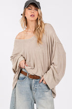 Sewn & Seen Taupe Mineral Washed Rib Loose Fit Top