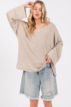 Sewn & Seen Taupe Mineral Washed Rib Loose Fit Top