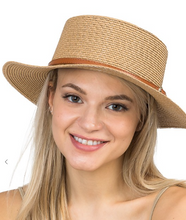 Rancher Flat Top Boater Buckle Belt Decor Toyo Straw Hat