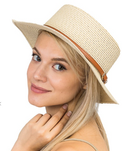 Rancher Flat Top Boater Buckle Belt Decor Toyo Straw Hat