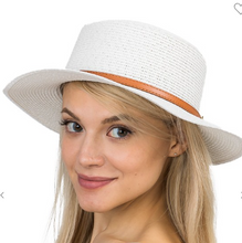Rancher Flat Top Boater Buckle Belt Decor Toyo Straw Hat